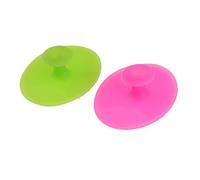 IWOWHERO 2pcs Silicone Face Massager Brush Small Handheld Facial Scrubber Pads for Women Teens and Boy Girl Mild Exfoliating Non Abrasive Design with Non Slip Grip in Grass Green and Rose