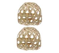 IWOWHERO 2pcs Small Bamboo Lamp Shade Cover Woven Ceiling Light Cage for Floor Lamps Soft Warm Home Decor Replacement for Table