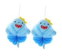 IWOWHERO 2pcs Soft Cartoon Shark Bath Sponges for Bath for Bathtime Fun Family Friendly Bathroom Accessory Gentle Scrubbing Puff for Boy Girl and Young