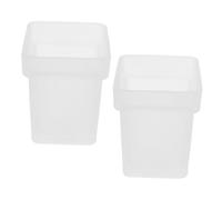 IWOWHERO 2pcs Square Glass Toilet Bowl Brush Holders with Anti-tip Design Stable Scrubber Brush Containers for Bathroom Cleaning Use for Homes Hotels and Offices Transparent Storage Cups