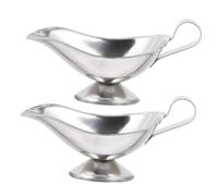 IWOWHERO 2pcs Stainless Steel Gravy Boat with Spout Sauce Pitchers for Serving Gravy Salad Dressing Fruit Juice Dishwasher Safe Freezer Friendly Easy Pouring Bowls for Home BBQ Picnic