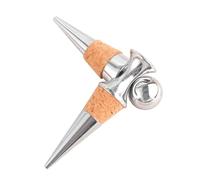 IWOWHERO 2pcs Stainless Steel Wine Stoppers with Cone Shaped Wood Corks Food Grade Bottle Plugs for Red Wine Beer Soy Sauce and Vinegar Bottles Rust Resistant Beverage Sealers for Bar and
