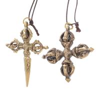 IWOWHERO 2Pcs Tibetan Copper Vajra Pestle Pendants Necklace Charms DIY Hanging Ornaments Random Style Vajra Pendants Suitable for Craft Jewelry Making