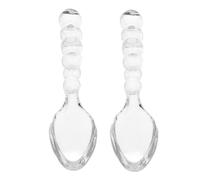 IWOWHERO 2PCS Transparent Glass Bead Teaspoons for Tea Stirring and Soup Serving Unique Creative Dessert Spoons for Family Gatherings Weddings and Tea Parties with Elegant Design