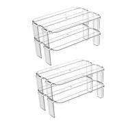 IWOWHERO 2pcs Transparent Refrigerator Storage Shelf Stackable Fridge Organizer Rack for Kitchen Multi-purpose Storage for Bottles Spices and Leftovers