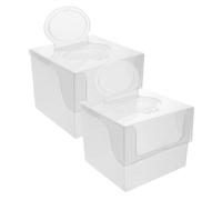 IWOWHERO 2pcs Transparent Towel Box with Pullout Design for Facial and Wet Wipes Storage Portable Compact Container for Wet Tissues and Cotton Pads Easy One-Handed Access Holder