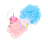 IWOWHERO 2pcs Unicorn Bathing Mesh Balls Exfoliating Body Cleaner for Fun Shower Scrubbers for Gentle Skin Cleansing and Back Reach Soft Mesh Sponge for Daily Bath Use