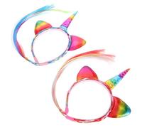 IWOWHERO 2Pcs Unicorn Horn Headband with Braided Ponytail for Use Birthday Party and Halloween Costume Accessory Enchanting Unicorn Theme for Adults
