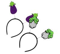 IWOWHERO 2pcs Vegetable Headbands for Lightweight Cosplay Hair Accessories Comfortable Party Props for Masquerade Festivals and Carnivals with Purple Eggplant and Green Cabbage Design