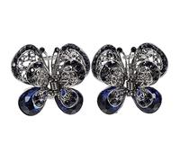 IWOWHERO 2pcs Vintage Headgear Butterfly Hair Clips Wedding Mini Claw Clips Large Clear Halloween Rhinestone Hair Clip Style Butterfly Clips Minimalist Ladies Zinc Alloy Blue