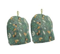 IWOWHERO 2Pcs Vintage Printed Tea Cozy Insulated Teapot Warm Covers with Dirt Protection Heat Retaining Kettle Covers for Home Kitchen Use