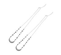 IWOWHERO 2pcs Vintage Retro Moon Head Chain with Natural Crystal Beads Adjustable Alloy Hair Jewelry for Women and Elegant Crescent Forehead Headdress for Wedding Halloween Prom Party