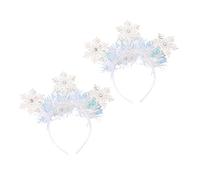 IWOWHERO 2Pcs White Snowflake Headbands Lightweight Glitter Xmas Hairbands Christmas Party Decor for Women Winter Accessories
