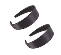 IWOWHERO 2Pcs Wide-edge Satin Hair Hoops Solid Black Creative Hair Band for Women Elegant Headdress Suitable for Parties and Daily Wear