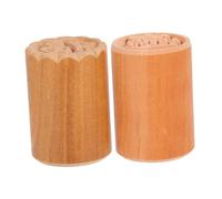 IWOWHERO 2Pcs Wood Mooncake Stamp Traditional Chinese Cake Decorating Tools for Pastry Baking with Food-Safe Material for DIY Dessert Pattern Embossing