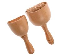 IWOWHERO 2pcs Wooden Handheld Massage Cups with Roller for Muscle and Back Therapy, Portable Body Massager Cups for Trigger Point Relief and Full-Body Muscle Relaxation