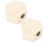 IWOWHERO 2Pcs Wooden Hexagon Boxes with Lid, Handmade Jewelry Storage Cases for Small Items and Keepsakes, Decorative Sundries Organizer Suitable for Wedding Presents