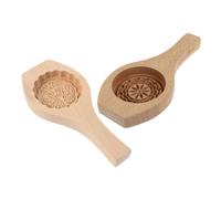 IWOWHERO 2Pcs Wooden Moon Cake Molds Creative Baking Tool for Home Kitchen Safe Natural Wood Material Decorative Press for Traditional Festival Desserts and Pastry Making