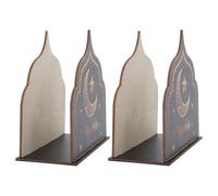 IWOWHERO 2pcs Wooden Napkin Holder Set for Eid and Ramadan - Black Countertop Paper Napkin Rack, Compact Standing Storage Holder for Kitchen and Dining Table Accessories