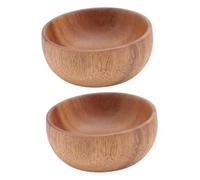 IWOWHERO 2pcs Wooden Salad Bowl Acacia Wood Multifunctional Serving Dish for Salad Fruit Snacks Stylish Rustic Food Safe Bowls for Home Kitchen and Parties