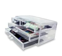 IWOWHERO 3-layer Acrylic Makeup Organizer 4 Non-slip Drawers Dustproof Jewelry Box for Home Professional Use