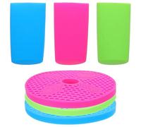 IWOWHERO 3 Sets Silicone Slush Machine Handle Grips and Drip Tray Inserts for Ninja Slushie Fs301 Fs300 - Red, Blue, Green Silicone Accessories for Home and Party Use
