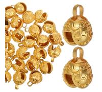 IWOWHERO 30pcs Vintage Tibetan Style Mini Alloy Lion Head Bells Charms for Necklace Bracelet DIY Craft Jingle Bells Pendant Accessories for Jewelry Making