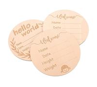 IWOWHERO 3pcs Announcement Cards Wooden Name Signs for Growth Recording Includes Hello Girl Designs Photo Props for Newborn Memories