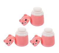 IWOWHERO 3pcs Bear-shaped Powder Puff Cases with Container Portable Travel Powder Box for Adults Plastic Body with Easy-remove Lid Decorative and Practical Puff Case