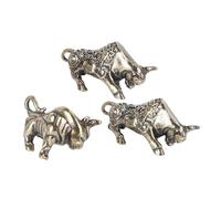 IWOWHERO 3Pcs Brass Cattle Pendant Key Chain Decorative Home Adornment Creative Animal Ornament Lucky Gift Accessories