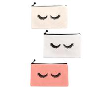 IWOWHERO 3pcs Canvas Cosmetic Bags Set, Multipurpose Makeup Pouches Evil Eye Print, Portable Toiletry Storage for Women and Girls, Travel and Daily Use