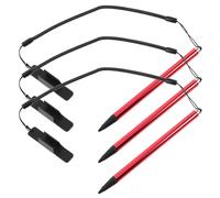 IWOWHERO 3PCS Capacitive Stylus Pens for Mobile Phones and Tablets, Red Touchscreen Drawing and Note-Taking Pens with Spring Rope and Fixing Base, Educational and Universal Touch Screen
