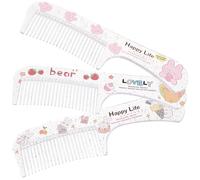 IWOWHERO 3Pcs Cartoon Hair Styling Combs for Anti-static Fine Tooth Hair Grooming Tools for Students and Home Use with Cute Bear and Bunny Designs