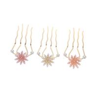 IWOWHERO 3Pcs Chinese Ancient Style Hairpins U-shaped Metal Flower Hair Sticks Vintage Hair Forks for Elegant Updo Bun Maker Travel-friendly Asian Accessories