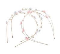 IWOWHERO 3Pcs Double Row Rhinestone Headbands Lightweight Sparkly Floral Hair Accessories for Women Comfortable Fit Bridal Party Wedding Hairbands in Purple Pink Blue