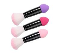 IWOWHERO 3pcs Dual-ended Cream Makeup Brush Set for Women Featuring Nylon Fiber and Aluminum Handle, Compact Design for Travel and On-the-go Touch-ups, Natural-looking Finish Blush Brush