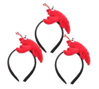 IWOWHERO 3Pcs Festive Red Cartoon Lobster Headdress Hair Bands for Holiday Parties Fun Performance Accessories for Friends