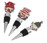 IWOWHERO 3pcs Gnome Wine Stoppers Christmas Bottle Top Sealers Decorative Holiday Barware Accessories for Standard Wine Bottles Festive