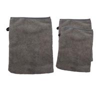IWOWHERO 3pcs Makeup Remover Mitts Set, Reusable Grey and Black Microfiber Facial Gloves for Mild Cleansing, Portable Face Cleaning Accessory for Daily Skincare and Bath Use
