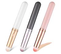 IWOWHERO 3Pcs Mini Concealer Makeup Brushes with Covers Short Handle Lip and Facial Blending Brushes for Precise Eye and Lip Application for Travel and Daily Use