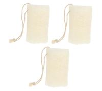 IWOWHERO 3pcs Natural Loofah Sponge Body Scrubber Set Bleached 10cm Loofah Pads, Organic Exfoliating Shower Sponges for Gentle Skin Care and Bathroom Use