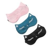 IWOWHERO 3pcs Silk Sleeping Eye Mask with Cute Animal Cartoon Design Soft Blackout Blindfolds for Night Travel Hotel Flight Nap Gentle Sensitive Skin Comfortable Nap Eye Mask for Adults
