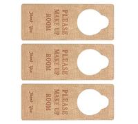 IWOWHERO 3pcs Sleeping Do Not Disturb Door Hanger Signs Beige Pu Leather Quiet Nursery Door Knob Plaques for Front Sleep Room