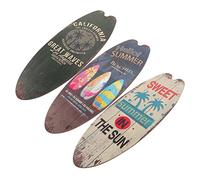 IWOWHERO 3pcs Surfboard Decoration Ocean Wall Sign Tropical Bathroom Decor Tropical Wall Sign Nautical Plaque Board Summer Hanging Sign Beach Door Sign Household Summer Beach Wooden Seaside