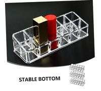 IWOWHERO 3pcs Transparent Makeup Storage Boxes with Compartments Lipstick Display Case Lip Gloss Organizer Small Cosmetic Storage Container for Desktop Tidy and Easy Access