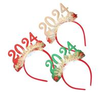 IWOWHERO 3pcs Year Headbands Lightweight Tinsel Hairbands for Adults Holiday Party Accessories in Red Green Comfortable All-day Wear Design