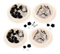 IWOWHERO 4 Boxes Resin Flower Nail Art Charms with Black Camellia Design Nail Rhinestones for DIY Supplies Suitable for Face Decoration and Professional Makeup Artists