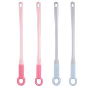 IWOWHERO 4 Pcs Foot Cleaning Brush and Toe Scrubber Set with Long and Short Soft Silicone Bristles for Women Foot Care and Shower Use