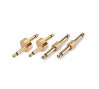 IWOWHERO 4 Pcs Guitar Effect Pedal Connector Set 2 Hook and 2 Straight Golden Plug Convertors for Instrument Pedal Board Accessories Compatible with