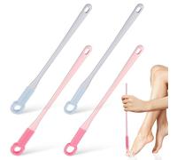 IWOWHERO 4 Pcs Soft Rubber Toe Scrubber Brush with Long Ergonomic Handle for Shower and Bath Gentle Foot Cleaning Between Toes Easy Rinse and Dry Foot Care Brushes for Home Use